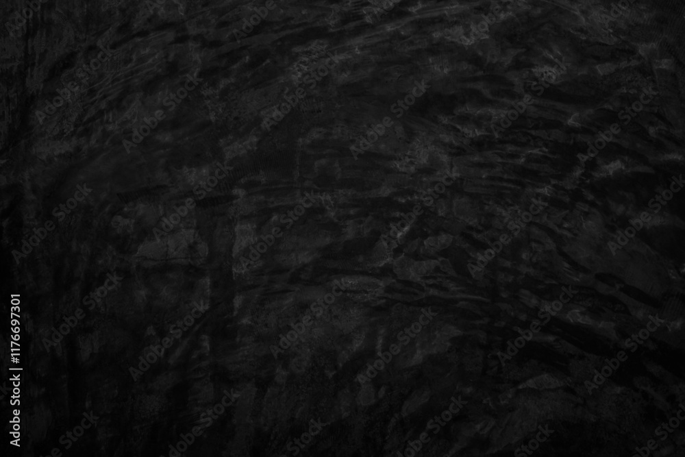 Naklejka premium Black dark concrete wall background. Pattern board cement texture grunge dirty scratched for show anthracite promote product urban floor and abstract paper design element decor. Blackboard blank.