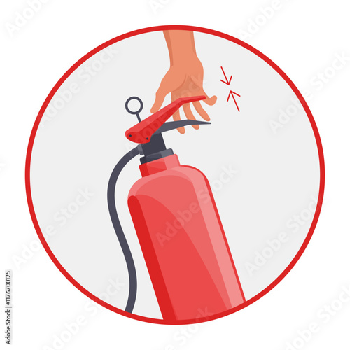 Fire extinguisher instruction. Fire prevention and extinguishing tips. Safety Information, poster or banner for website. Cartoon flat vector illustrations isolated on blue background