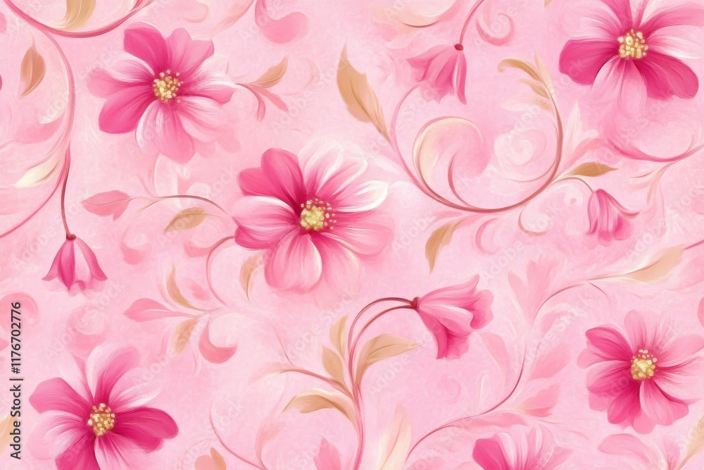 Seamless Tileable Pink Floral Background for Elegant Designs Seamless Tileable Pink Floral Background for Elegant Designs