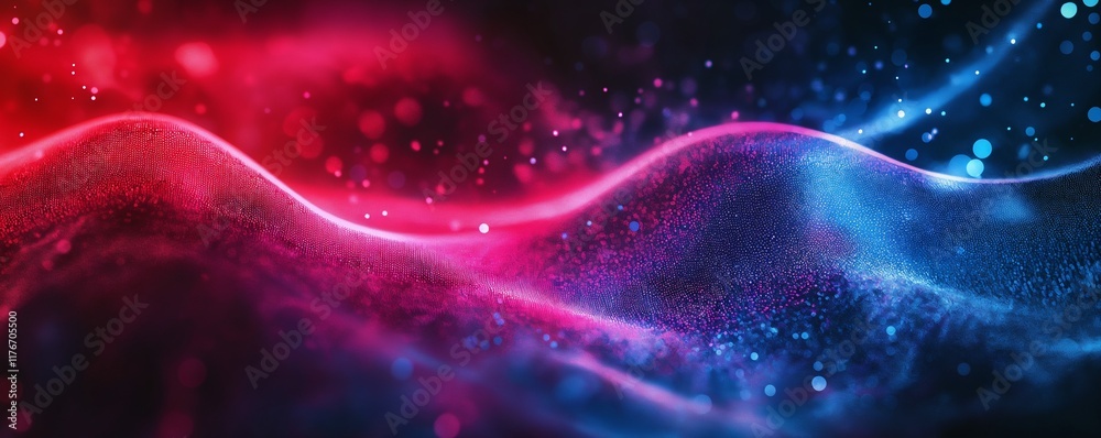 Fototapeta premium Abstract vaporwave gradient wave background with glowing red and blue hues, featuring a futuristic and dynamic design. Perfect for digital art, web design, or modern visual projects.