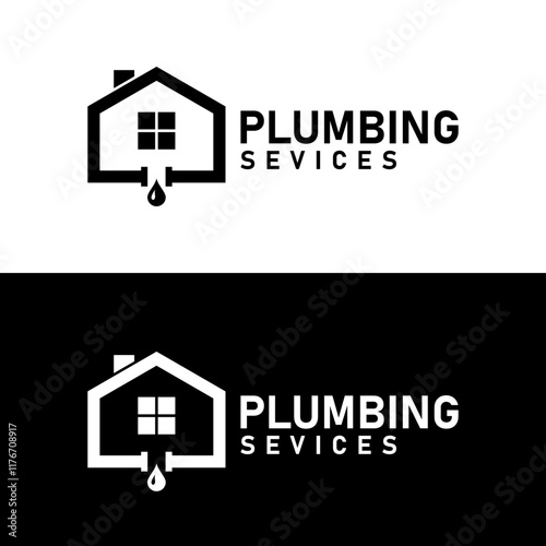 plumbing sevices logo design vector photo