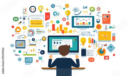 Wallpaper Mural Analyst reviewing data, charts, and graphs on computer Torontodigital.ca