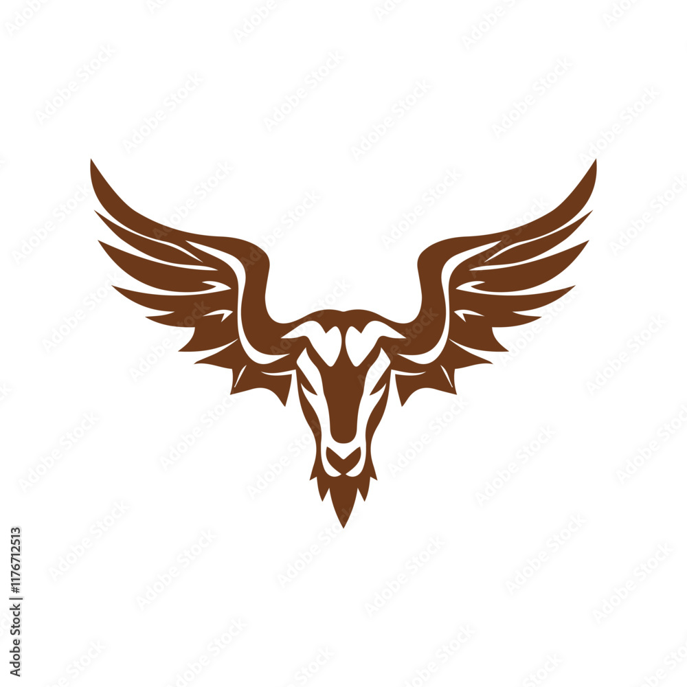 Obraz premium Creative Minimalist Wing Bull Logo Design Silhouette Vector Illustration