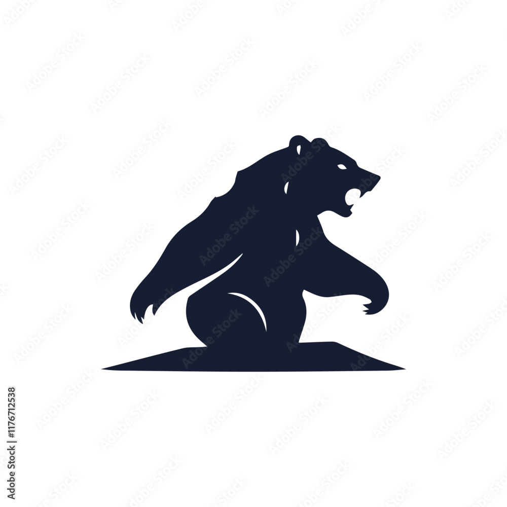 Fototapeta premium Creative Minimalist Bear Logo Design Silhouette Vector Illustration