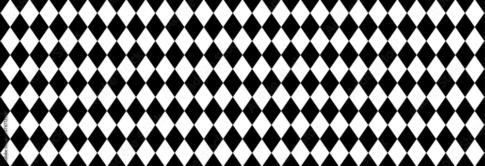 Seamless harlequin or argyle pattern with black diamonds on a white background.






