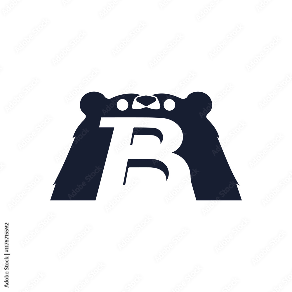 Creative Minimalist Letter B Bear Logo Design Silhouette Vector Illustration Creative Minimalist Letter B Bear Logo Design Silhouette Vector Illustration