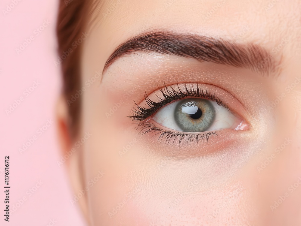 Obraz premium Close-up of a woman's eye and eyebrow