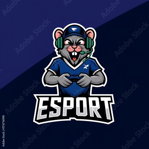 Crazy Rat Esports logo features a cartoon rat mascot with a controller, symbolizing competitive gaming, fun, and digital entertainment. photo