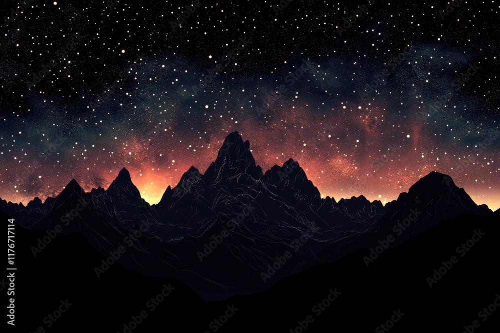 Naklejka premium Stunning Silhouette of Mountains at Dusk for Scenic Backgrounds and Designs