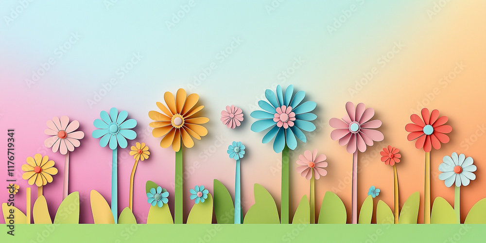 Obraz premium Blumen aus Papier - Muttertag - Valentinstag Hochzeit und sonstige Feierlichkeiten. Karte Banner mit Platz für Text