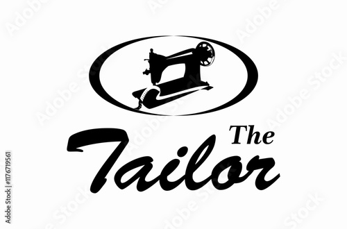 Clothes tailor logo, with illustration of sewing needle and clothes, design vector
