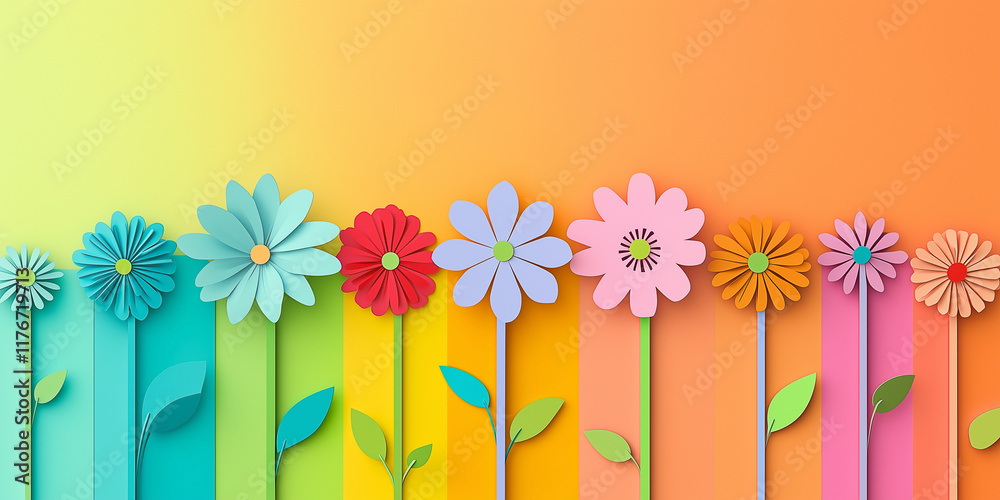 Obraz premium Blumen aus Papier - Muttertag - Valentinstag Hochzeit und sonstige Feierlichkeiten. Karte Banner mit Platz für Text