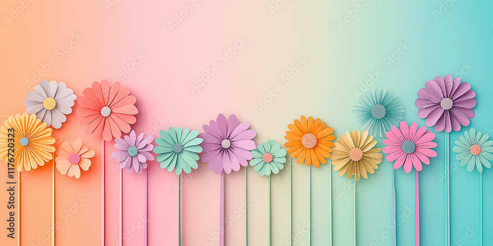 Obraz premium Blumen aus Papier - Muttertag - Valentinstag Hochzeit und sonstige Feierlichkeiten. Karte Banner mit Platz für Text