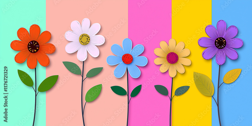 Obraz premium Blumen aus Papier - Muttertag - Valentinstag Hochzeit und sonstige Feierlichkeiten. Karte Banner mit Platz für Text