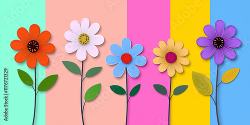 Blumen aus Papier - Muttertag - Valentinstag Hochzeit und sonstige Feierlichkeiten. Karte Banner mit Platz für Text