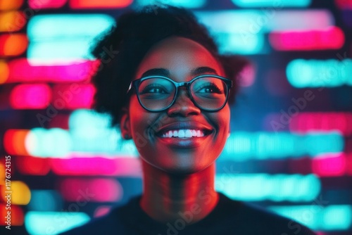 User smiling while completing product warranty registration on a futuristic interface