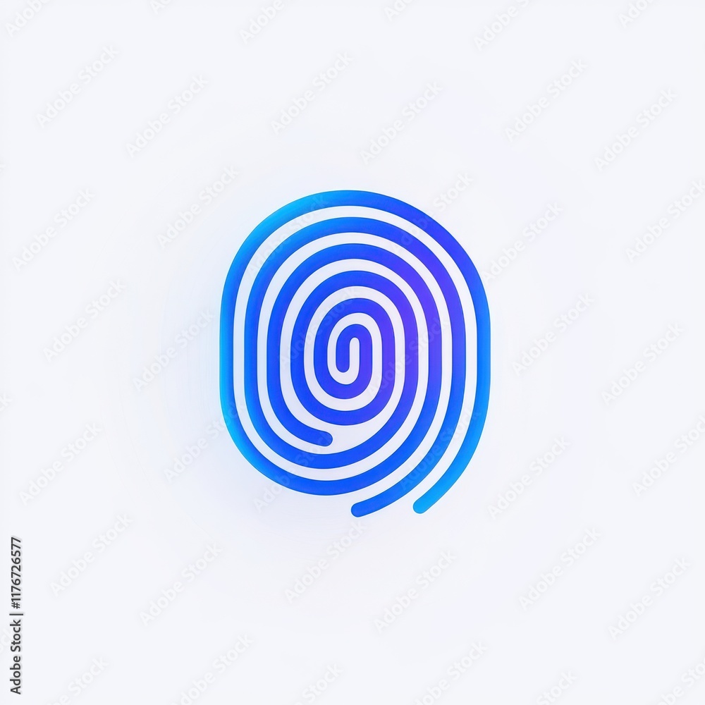 Stylized blue fingerprint design representing security and identity verification. Stylized blue fingerprint design representing security and identity verification.