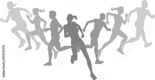 Silhouette Runners Running ...