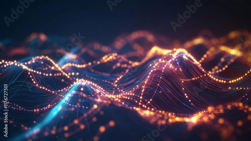Dark Background with Light-Pulsing Nodes and Connectivity Pathways