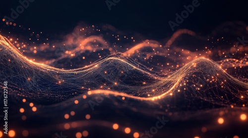 Glowing Nodes and Data Transfer Representing Internet Connectivity