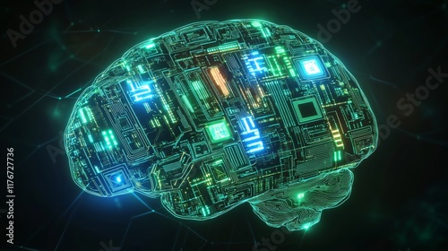 Human Brain Symbolizing the Merging of AI and Technology