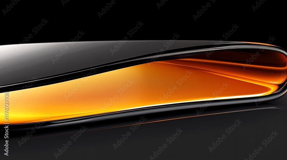 Fototapeta premium Abstract Black and Orange Glossy Wave Design