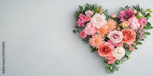 Blumenherz - Muttertag - Valentinstag Hochzeit und sonstige Feierlichkeiten. Karte Banner mit Platz für Text