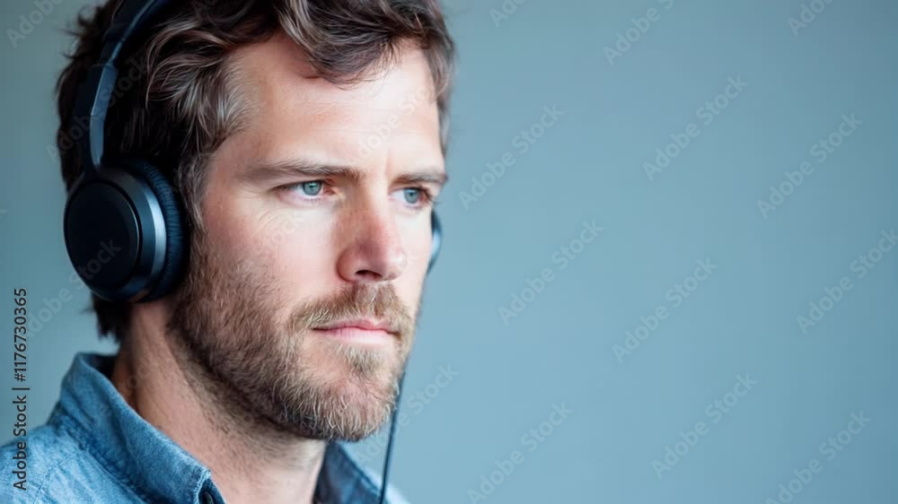Head shot video of Man wearing a headset 