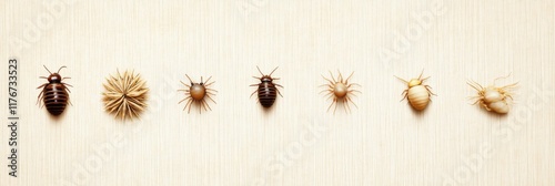 Understanding the lifecycle of head lice through a minimalist illustration on hair strands