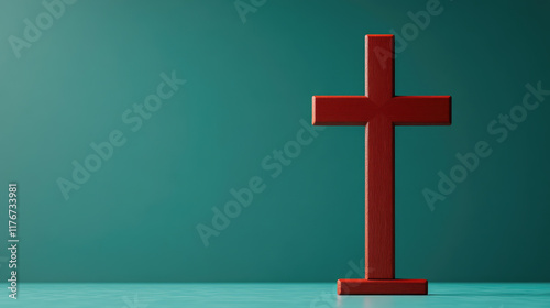 Holy Cross Emblem, representing the profound significance of Jesus Christ's sacrifice and triumphant resurrection, a cornerstone of Christian faith. photo