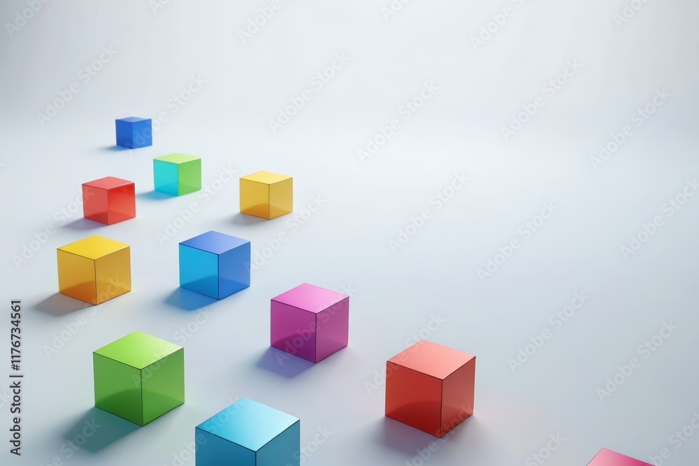 a close up of a group of colorful cubes on a white surface a close up of a group of colorful cubes on a white surface