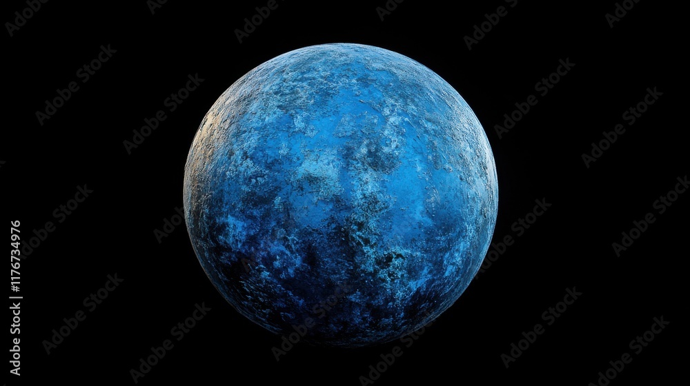 A stunning blue planet set against a deep black background, showcasing intricate textures and ethereal colors. A stunning blue planet set against a deep black background, showcasing intricate textures and ethereal colors.
