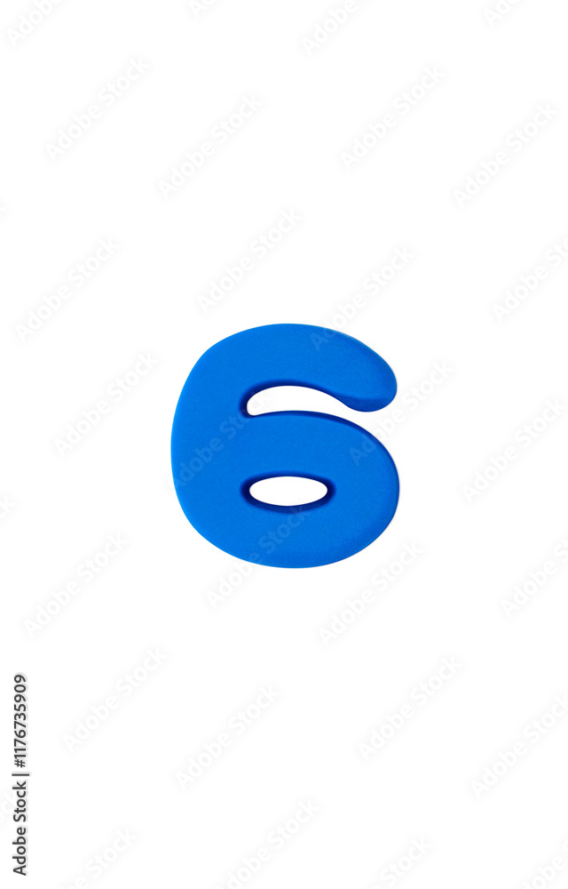 Number 6 colored clay. blue