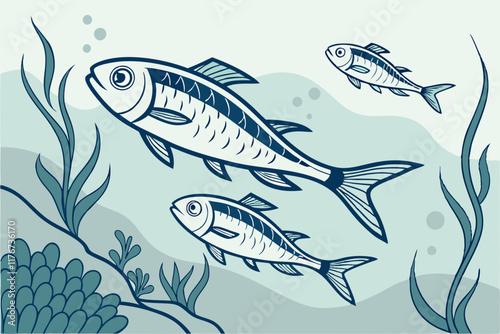 Unity in Motion: A School of Fish Swimming in Formation