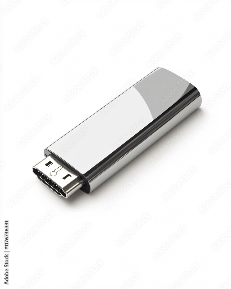 Sleek Silver USB Flash Drive Isolated on White Sleek Silver USB Flash Drive Isolated on White