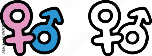 Male and Female Gender Symbol Icons – Simple Vector Design


