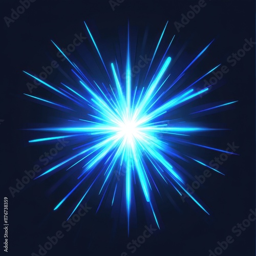 Wallpaper Mural A vibrant blue burst of light radiating against a dark background, creating a dynamic visual impact. Torontodigital.ca