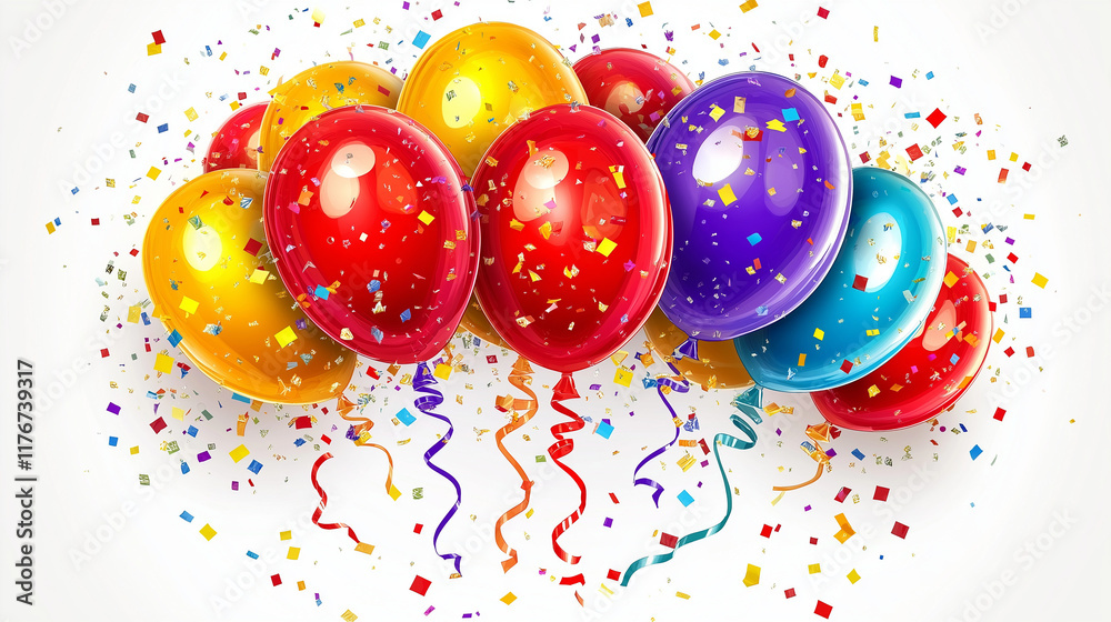 Dynamic Party Vibes Colorful Balloons and Glittering Confetti Magic Dynamic Party Vibes Colorful Balloons and Glittering Confetti Magic