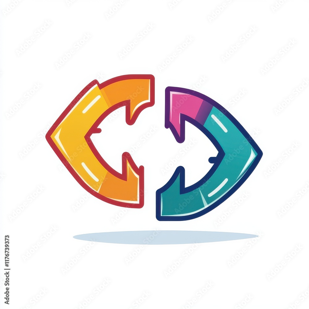 Colorful abstract design featuring two intertwining arrows in vibrant hues, conveying movement and connection. Colorful abstract design featuring two intertwining arrows in vibrant hues, conveying movement and connection.