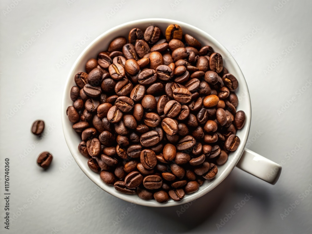 Obraz premium Abstract coffee bean still life: minimalist composition, artistic focus on form and shadow.