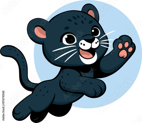 little cartoon black panther jumping