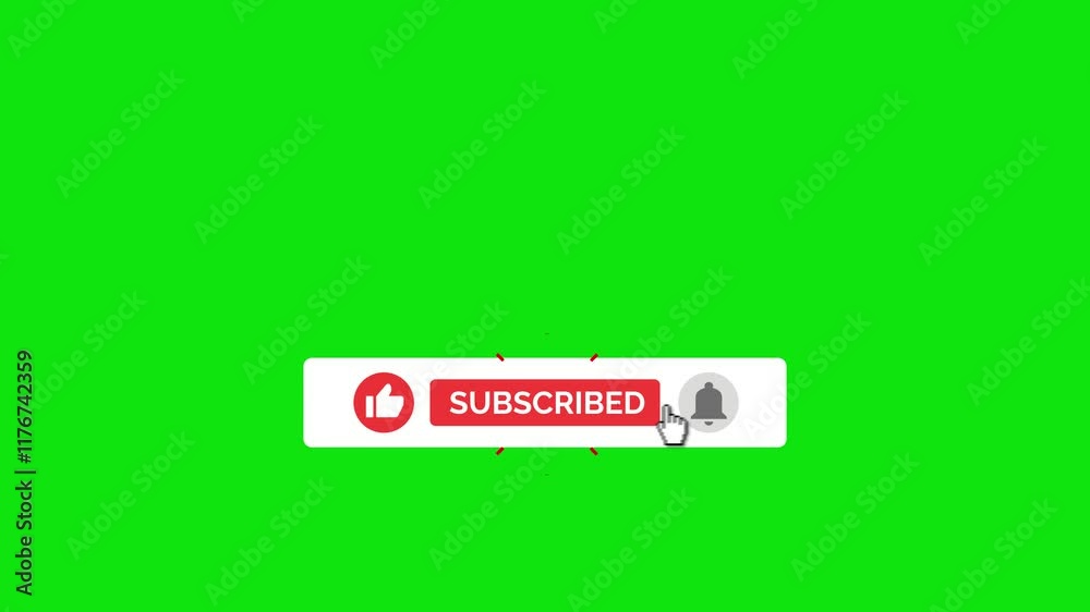 Animated YouTube Subscribe Button for Video Overlay. Like Subscribe Bell Notification Button, subscribe to channel with Motion Blur. Green Screen