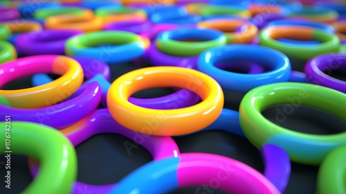 Colorful Shiny Rings Abstract Background Design photo