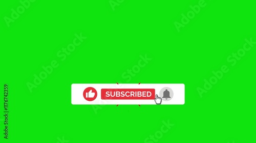 Animated YouTube Subscribe Button for Video Overlay. Like Subscribe Bell Notification Button, subscribe to channel with Motion Blur. Green Screen
