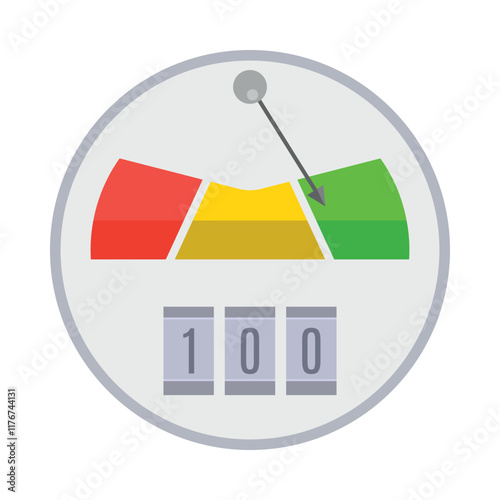 Credit rating indicator showing financial condition from excellent in green to terrible in red, on white background