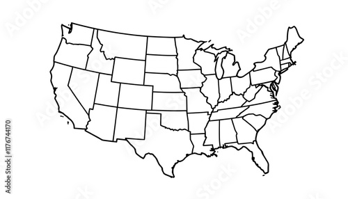 Outline Map of the United States: A Simple Geographic Representation of States and Borders