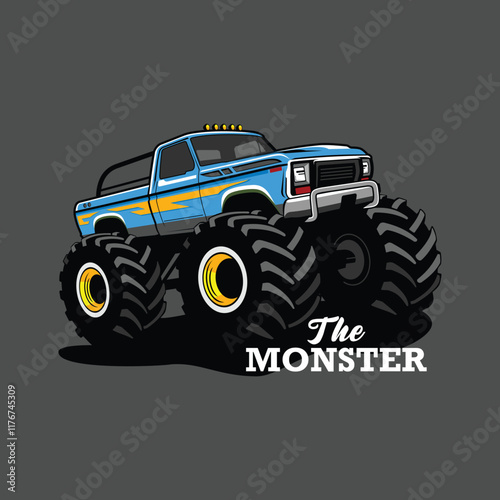 illustration of a car monster truck vector bigfoot truck vintage truck truck vector truck vector logo logo design of monster truck 