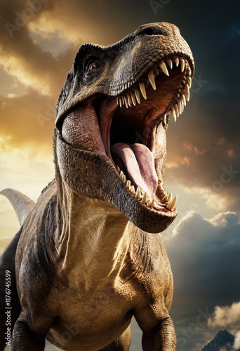 Brüllend schreiender Tyrannosaurus Rex Dinosaurier