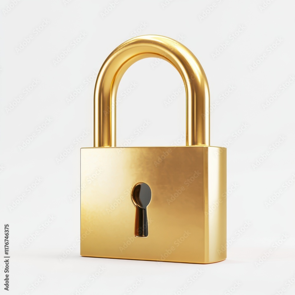 A shiny golden padlock with a keyhole, symbolizing security and protection. A shiny golden padlock with a keyhole, symbolizing security and protection.