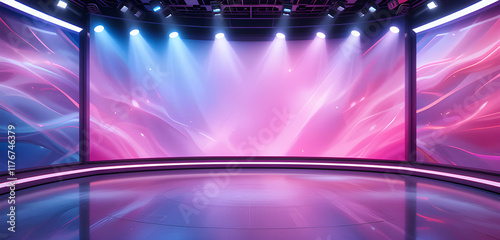 pink blue abstract background broadcasting studio with gradient light gradient glow background